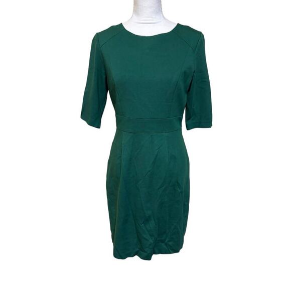 Trina Turk Emerald Green Monarch Ponte 1/2 Sleeve Sheath Career Dress - 2/4 - Picture 2 of 10